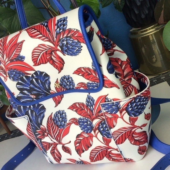 Tory Burch Kerrington Authentic Leather Summer Travel Resort Floral Backpack NWT main image 9